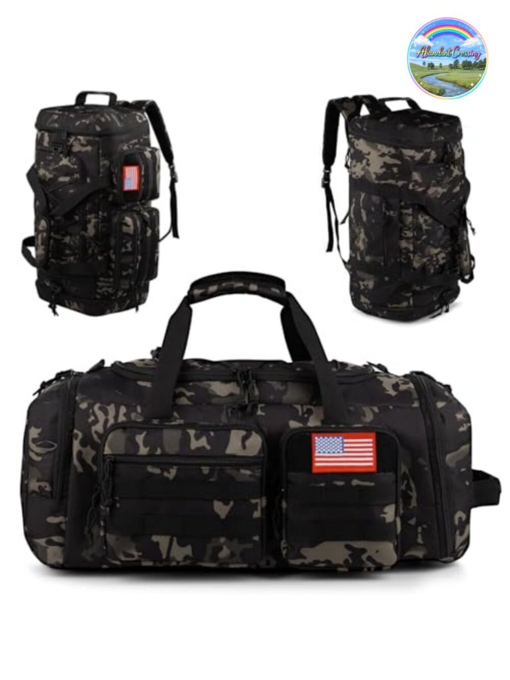 70L Large 3-in-1 Tactical Gym Bag Men's Water Resistant Sports Duffle w/ Shoe